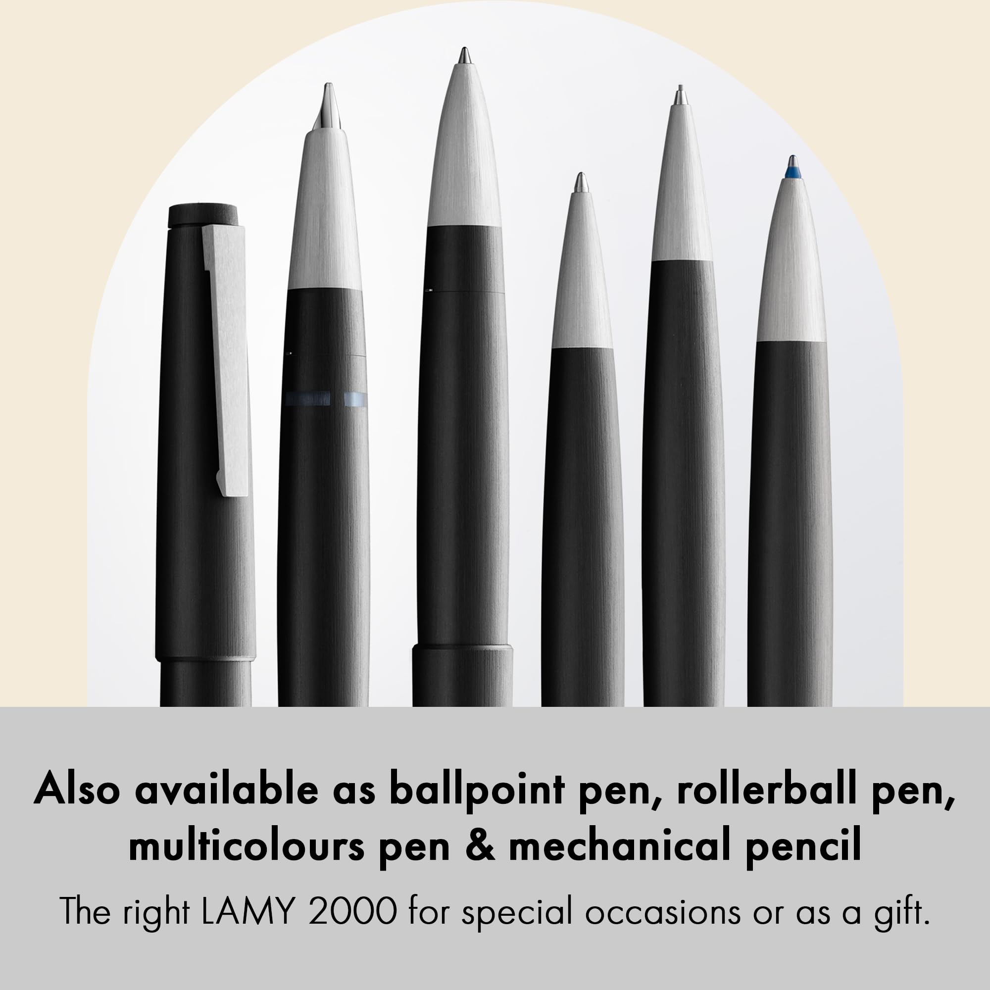 Lamy 2000 black - elegant Fountain Pen in robust fibreglass barrel - 14 ct. gold nib, partially platinum-plated - nib size B - Image 5