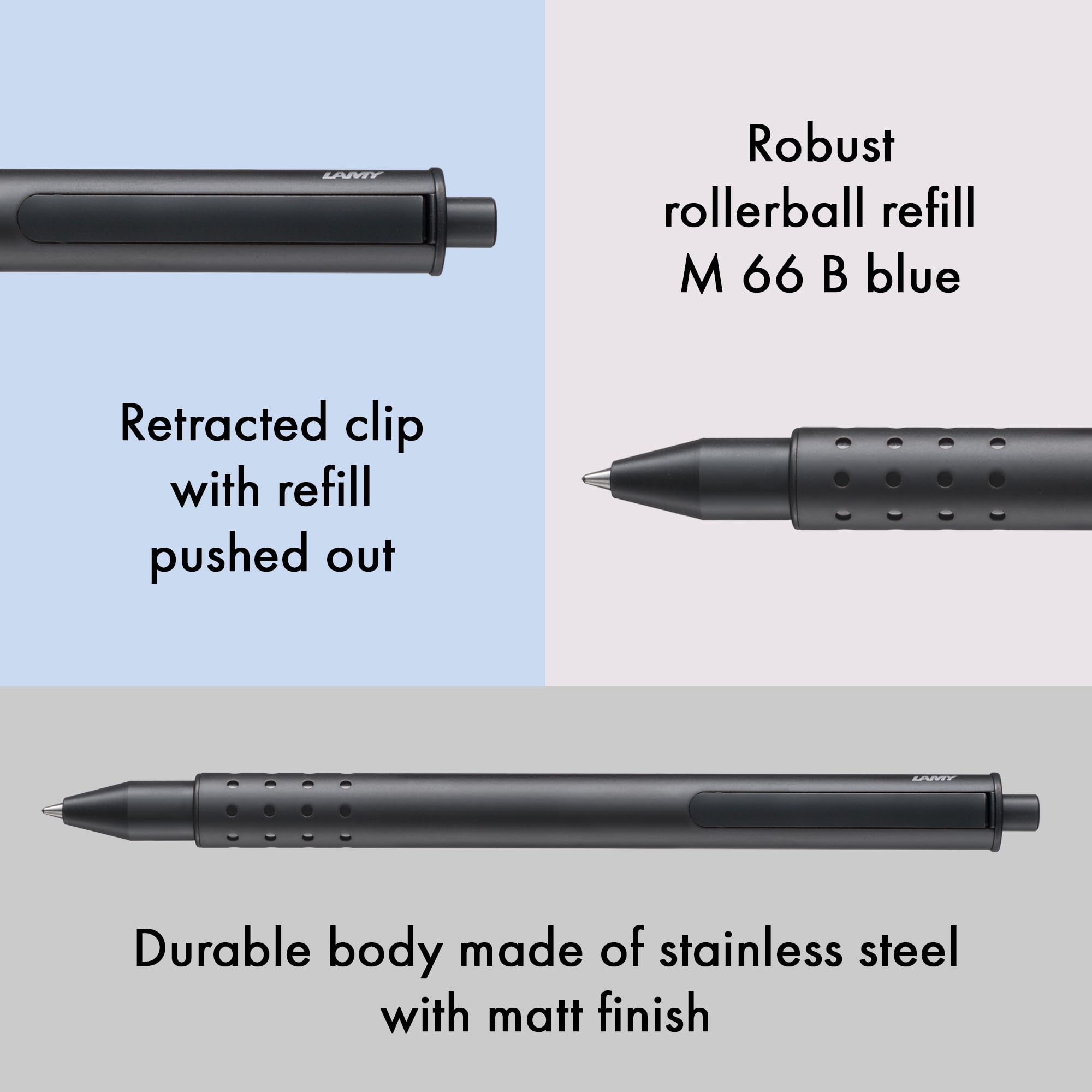 LAMY L331 Rollerball Pen, Water-Based, Swift, Black, Genuine Imported - Image 4