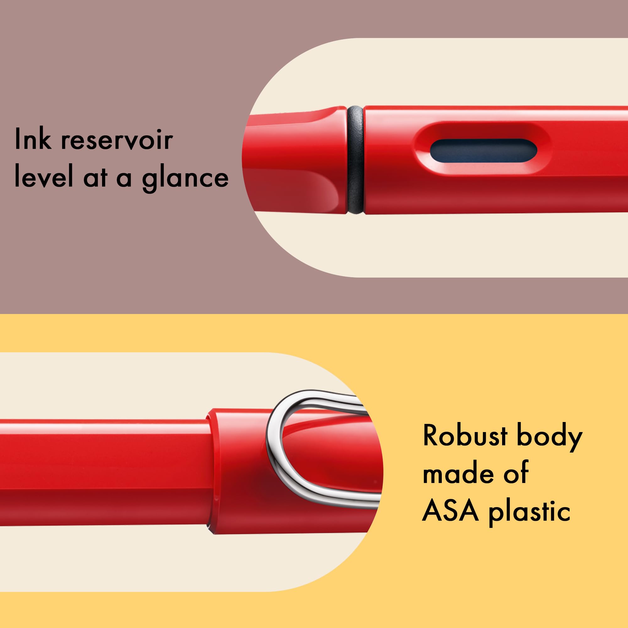 LAMY safari red - Fountain Pen with ergonomic grip & polished steel nib in size M - ideal for any Writing & Calligraphy - including LAMY T 10 blue cartridge - Right-Handed - Image 4