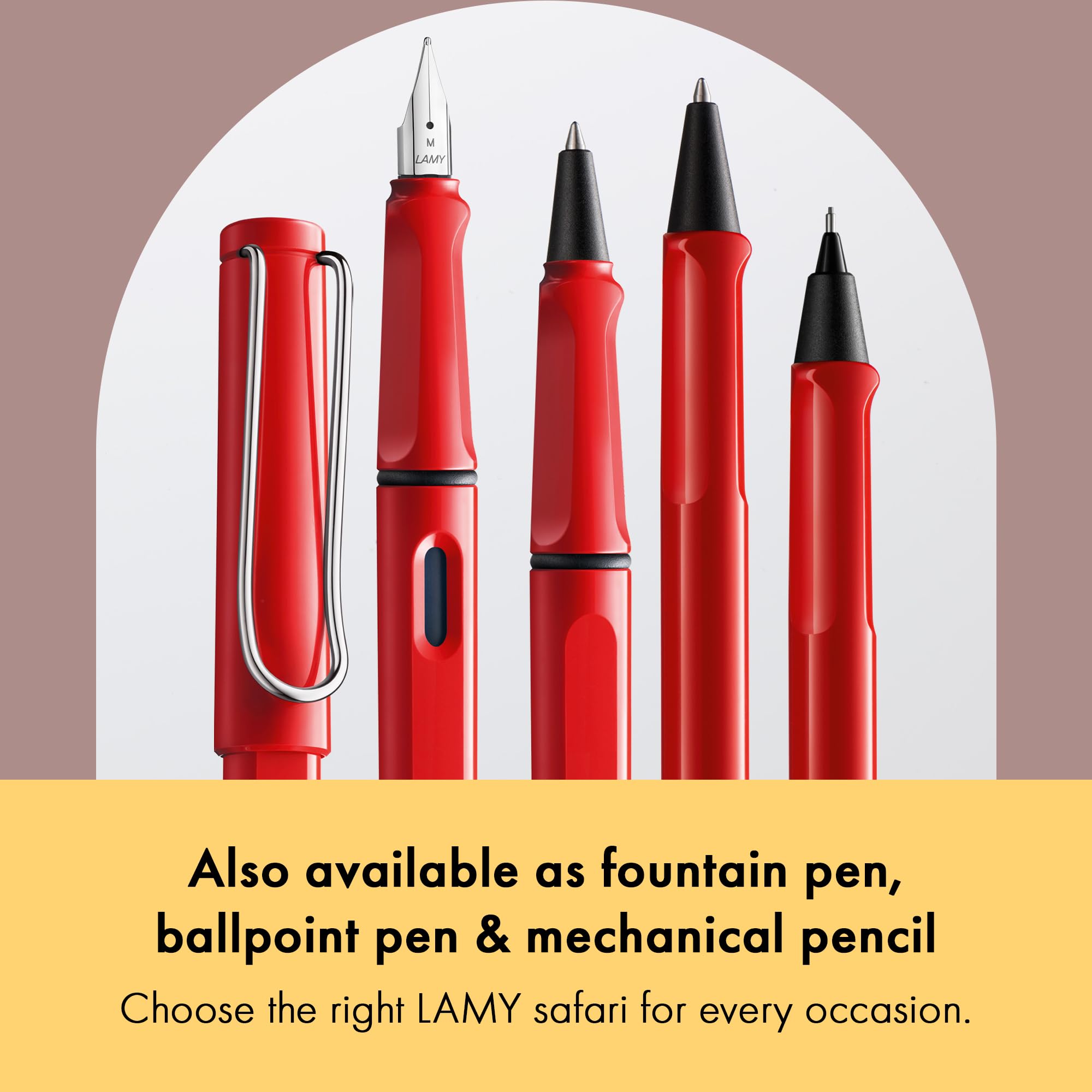 Lamy safari red - Rollerball Pen with ergonomic grip & line width M - for pleasant long writing - made of robust ASA plastic - including rollerball refill M 63 in blue - Image 6