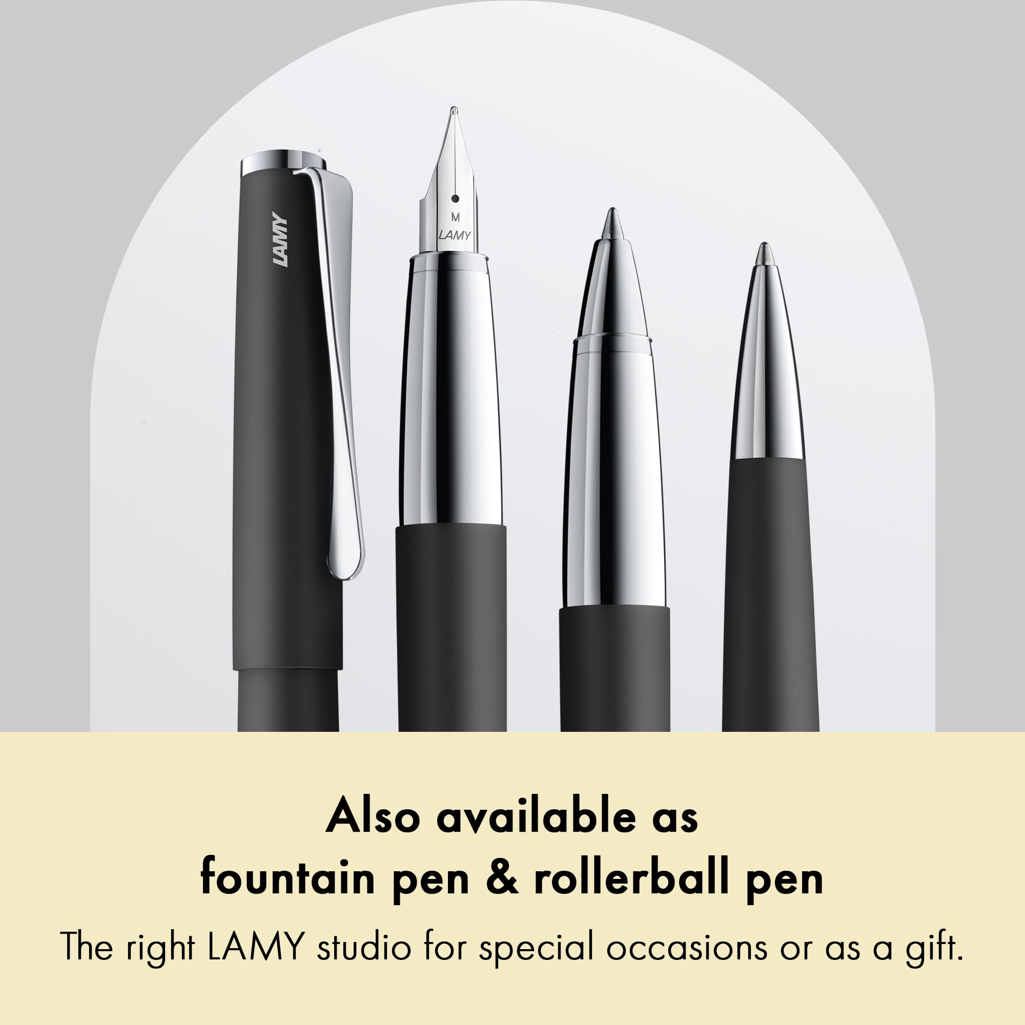 Lamy studio black - ballpoint pen in elegant stainless steel casing - with propeller-shaped clip - incl. giant refill M 16 in line width M in black - Image 5