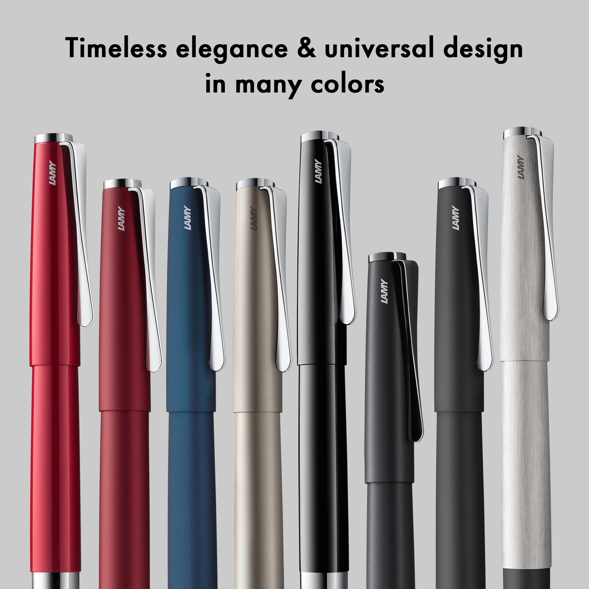 Lamy studio black - Fountain Pen in elegant metal body - steel nib, partially platinum-plated & in nib size M - incl T 10 blue ink cartridge - Image 6